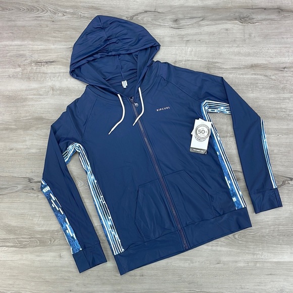 ☀️RIP CURL☀️ WOMENS LONG SLEEVE ZIP SURF HOOD RASH GUARD - Picture 2 of 10